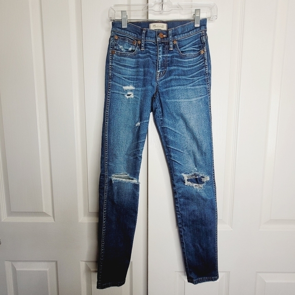 Madewell 9" High Rise Skinny Skinny Jean Distressed Womens 24 - Picture 1 of 7